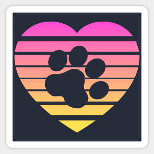 Cat Paw Heart Valentine - Pink Yellow Gradient Sticker